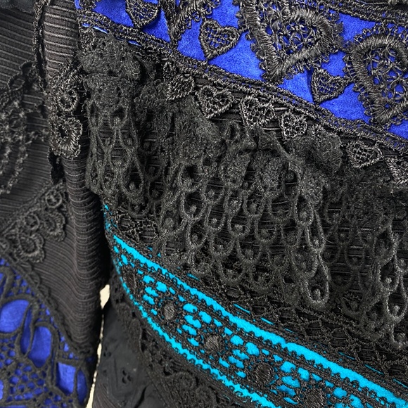 UDO Womens Black Crop Jacket Size 8 Bold Artsy Avant-Garde Ruffles Embroidery - Picture 7 of 13